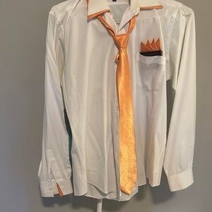 Stacy Adams White and Orange Dress Shirt